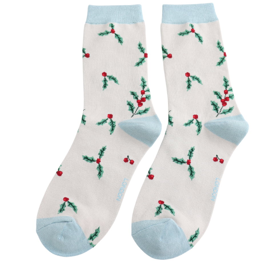 Ladies Bamboo Socks Silver - Holly Sprigs