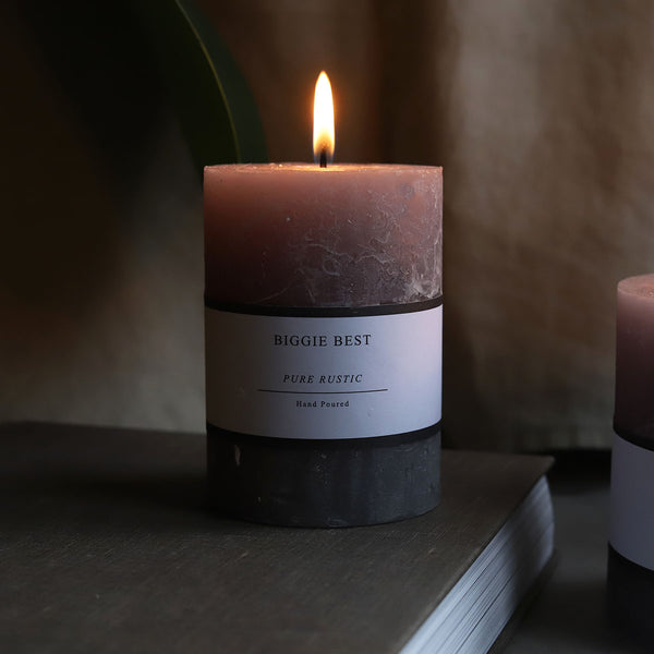 Biggie Best Rustic Grey Pillar Candle - Small