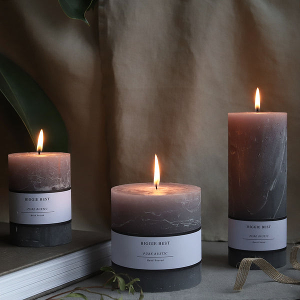 Biggie Best Rustic Grey Pillar Candle - Small