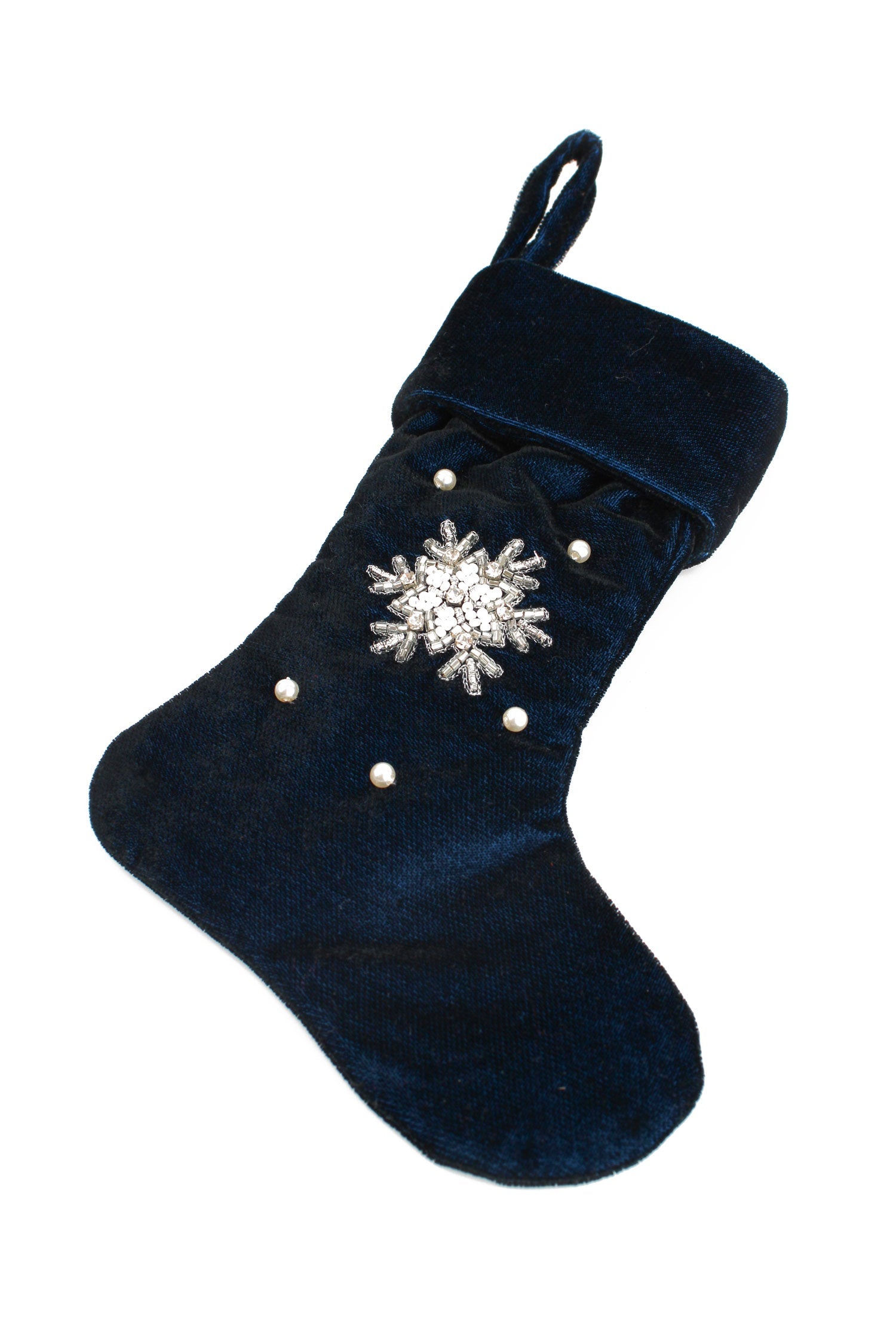 Blue Velvet  Snowflake Motif Mini Stocking