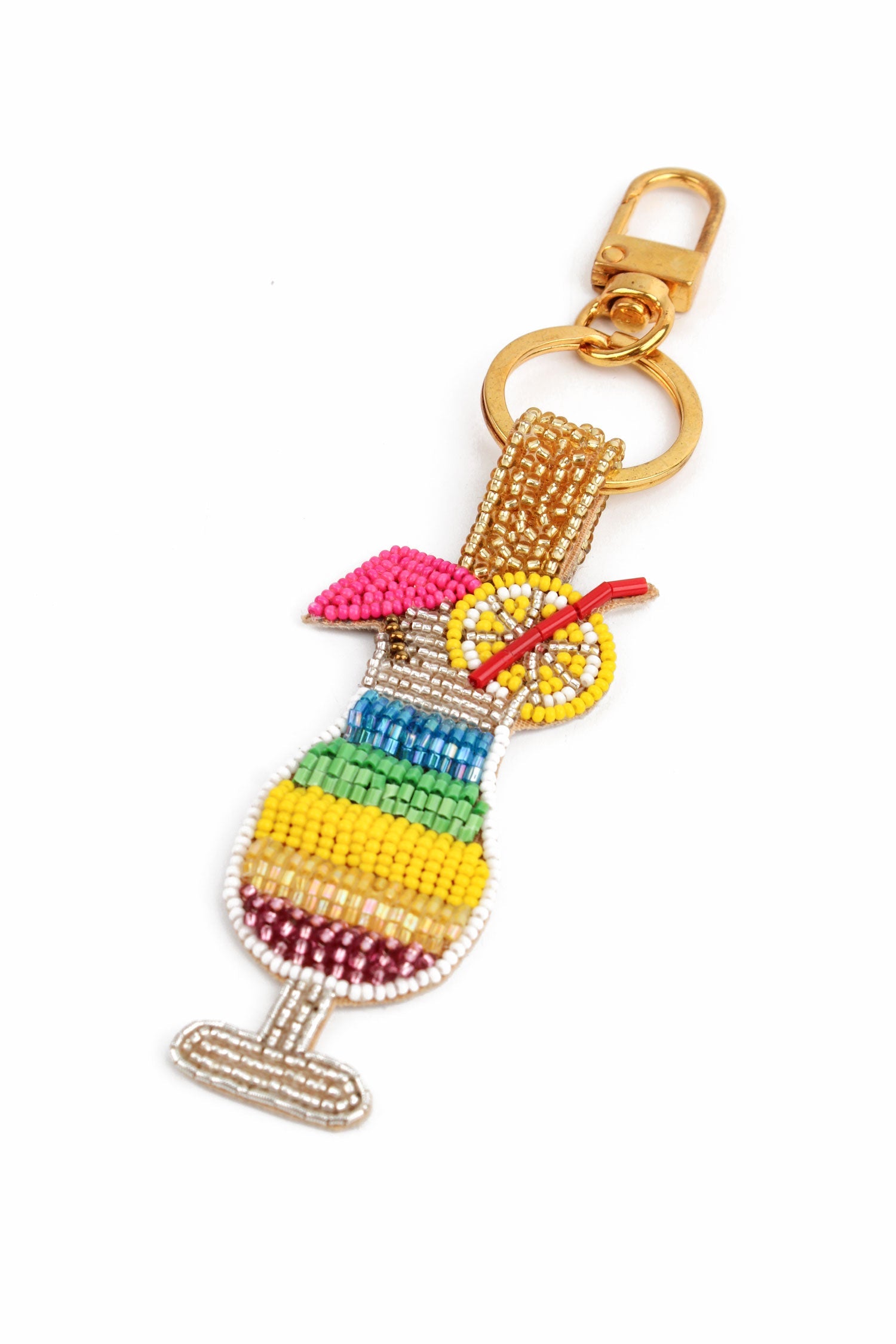 Rainbow Cocktail Beaded Keyring