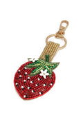 Strawberry And Flower Beaded Keyring
