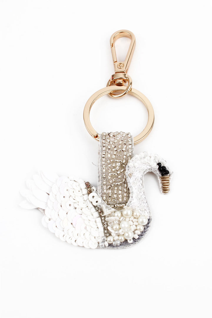 Swan Beaded Keyring