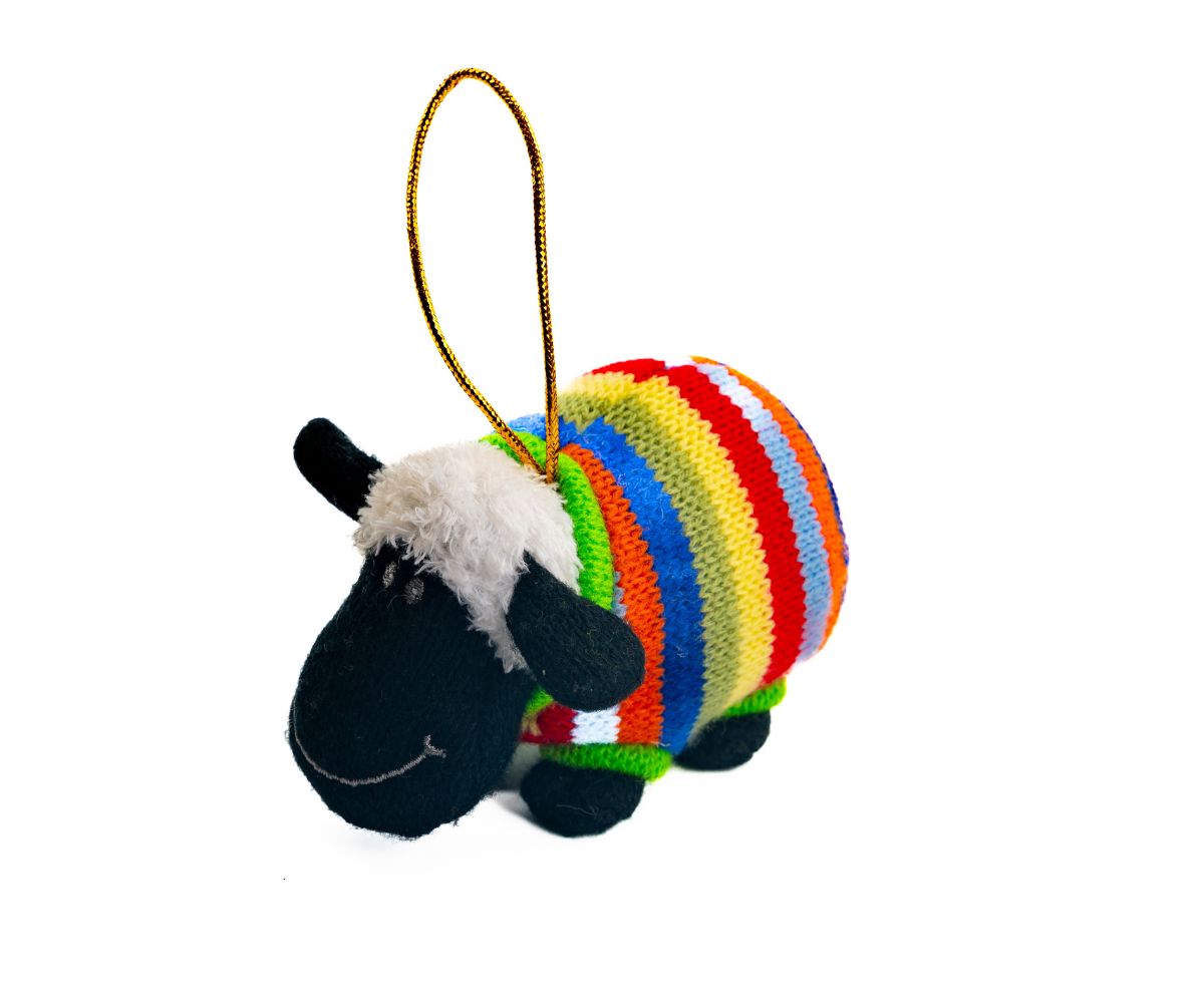 Sheep With Stripe Jumper Hanging Decoration