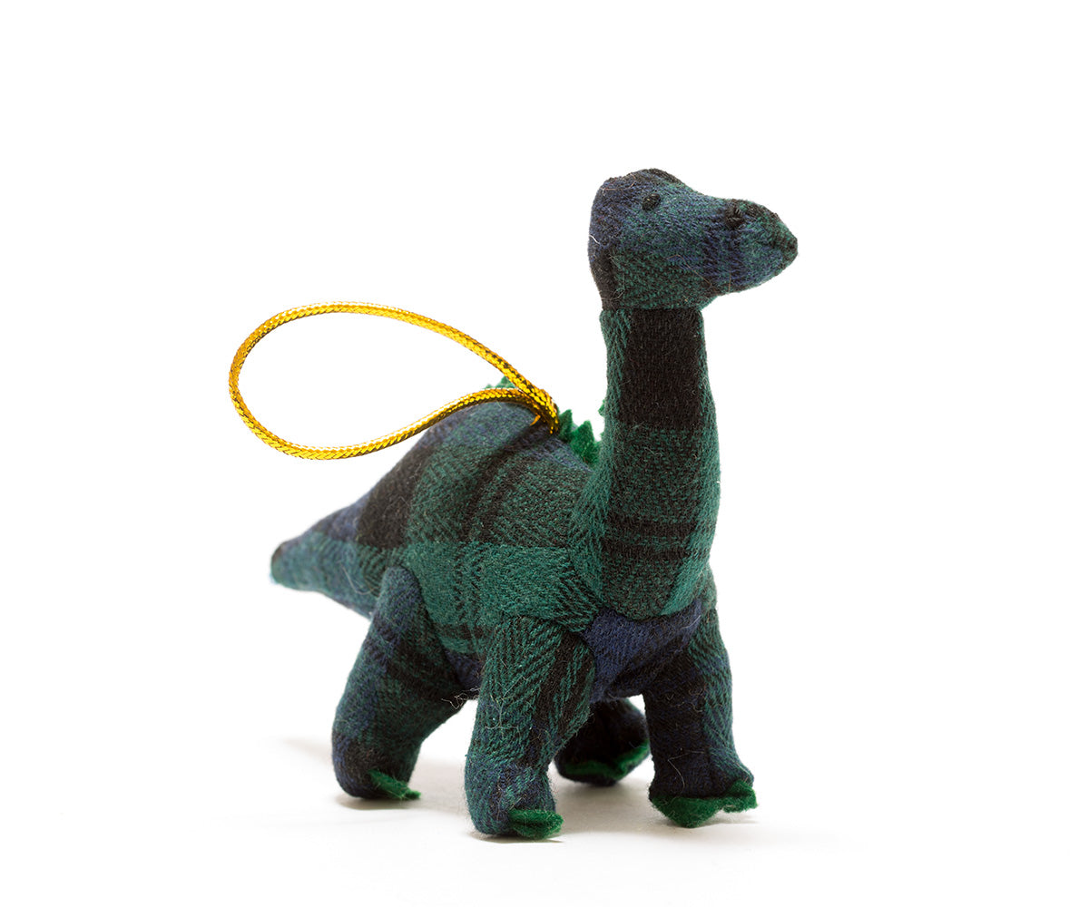 Diplodocus Hanging Decoration - Blue Tartan