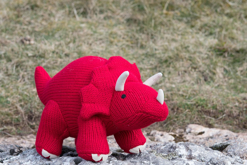 Triceratops Knitted Toy - Red