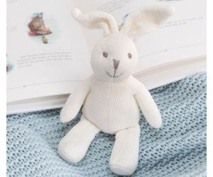 Bunny Baby Rattle - White Organic Cotton