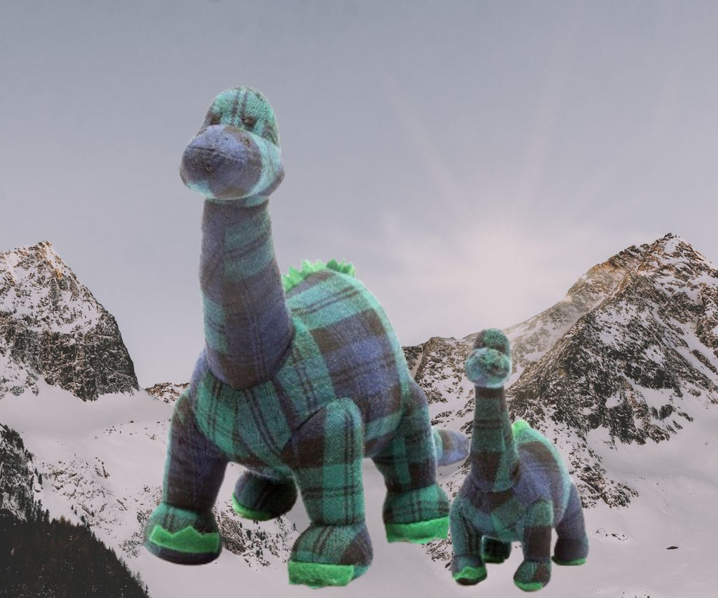 Diplodocus Soft Toy - Blue Tartan