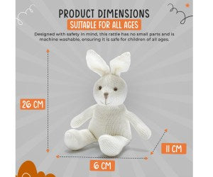 Bunny Baby Rattle - White Organic Cotton