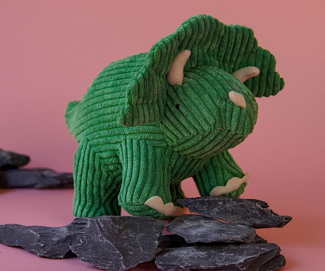 Triceratops Corduroy Toy Medium - Green