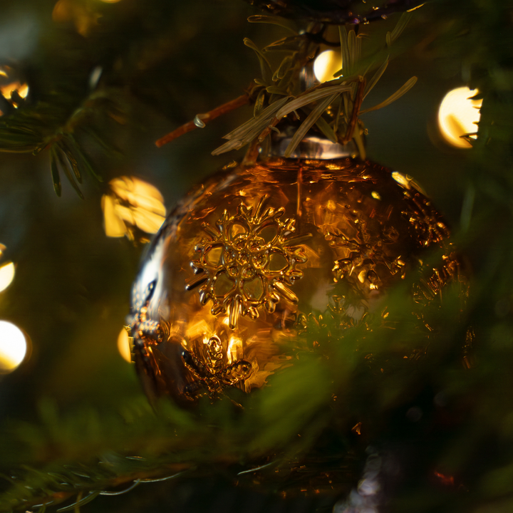 Patterned Glass Bauble - Yellow/Gold