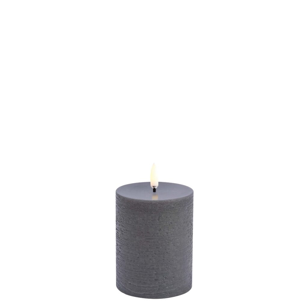 LED Pillar Candle - Grey Rustic 10cm