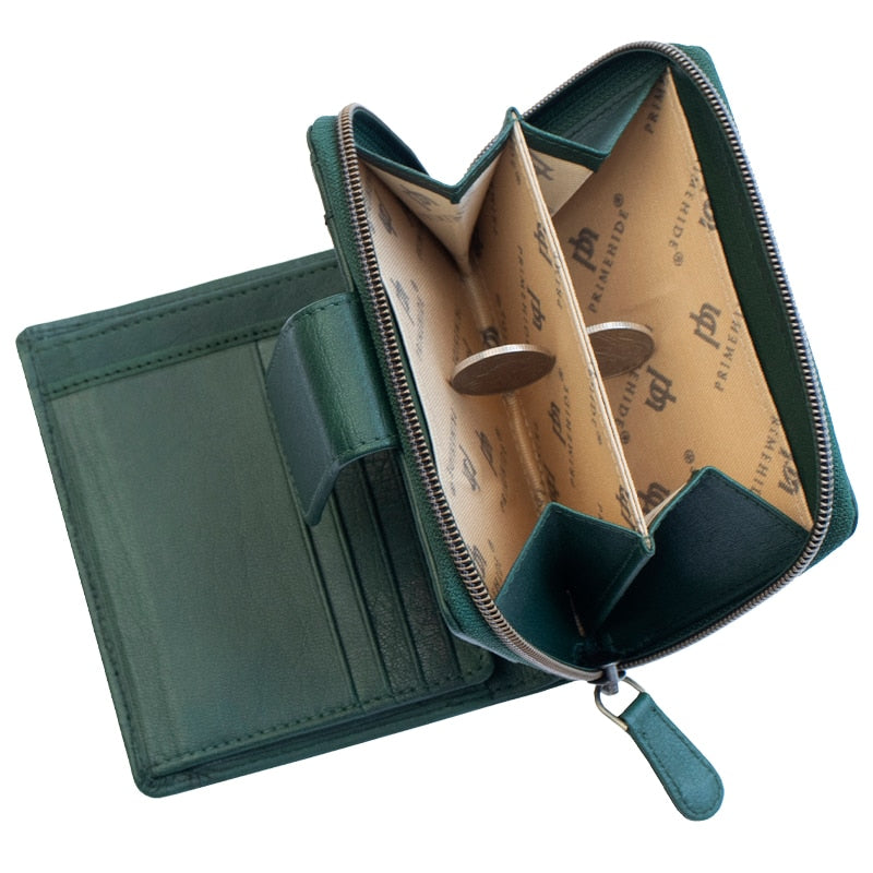 Velura Medium Trifold Purse / Forest Green