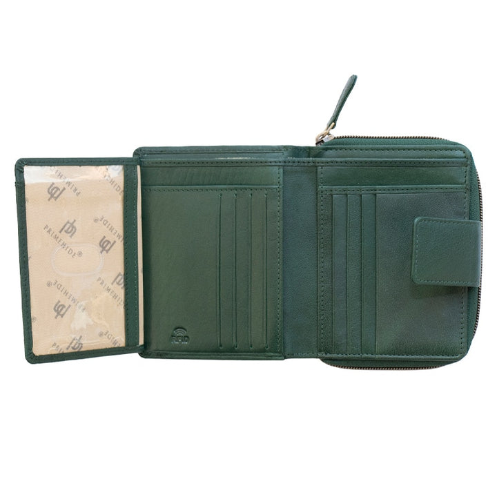 Velura Medium Trifold Purse / Forest Green