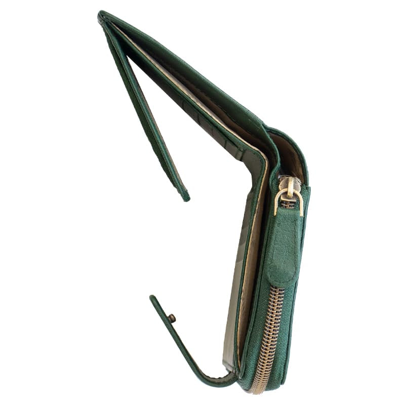 Velura Medium Trifold Purse / Forest Green