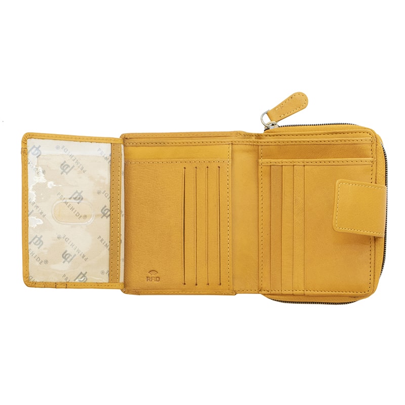 Velura Medium Trifold Purse / Mustard