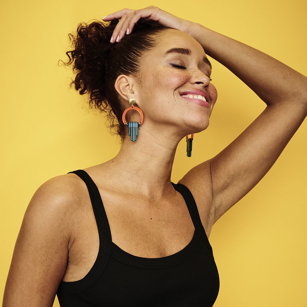 Art Deco Chandelier Earrings Azure And Orange