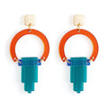 Art Deco Chandelier Earrings Azure And Orange