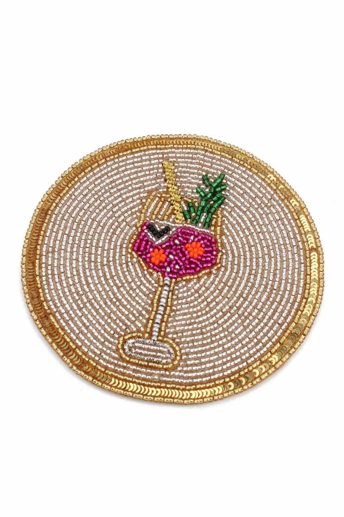 Winter Beaded Cocktail Motif Coasters