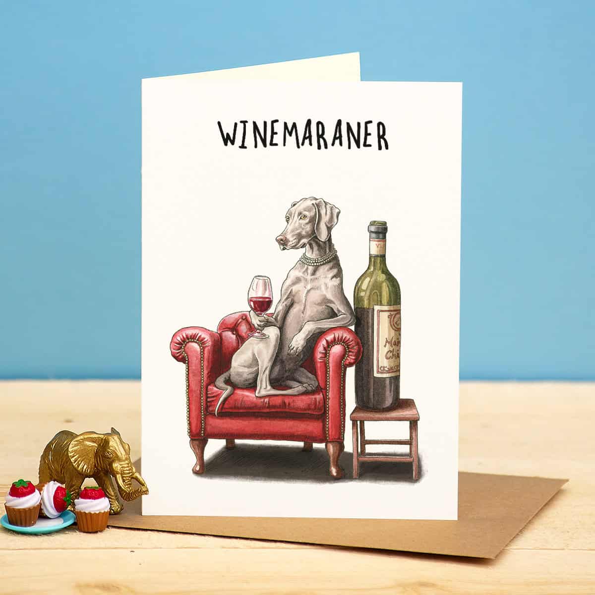 Winemaraner Punny Greetings Card