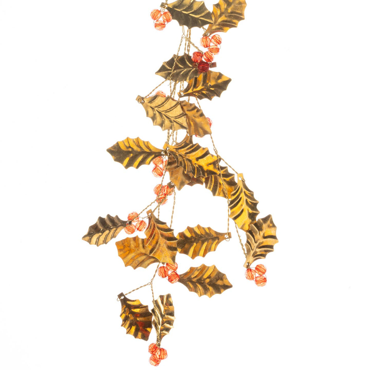 Hanging Gold Holly Leaf with Berries