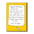 Embossed Too Much Fun Birthday Card