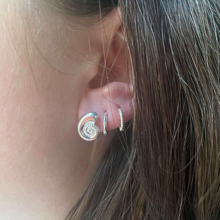 Ammonite Stud Earrings - Silver