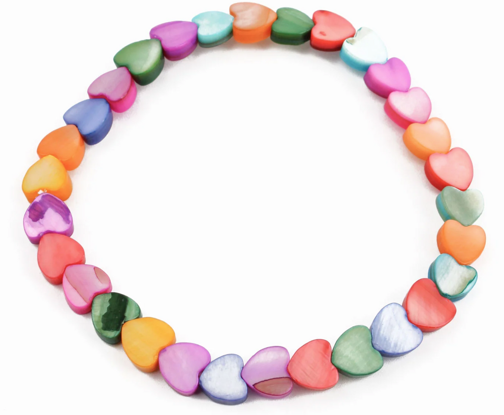 Rainbow Mother Of Pearl Heart Bracelet