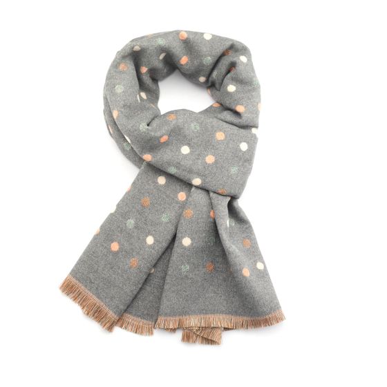 Reversible Scarf With Dots - Grey