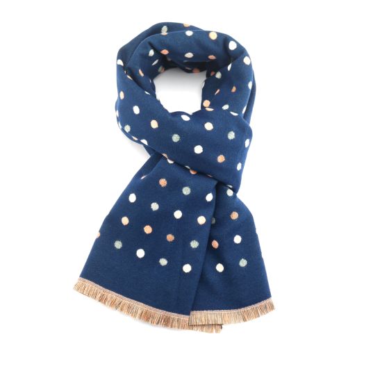 Reversible Scarf With Dots - Navy