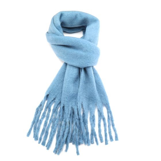 Chunky Block Colour Winter Scarf -Denim
