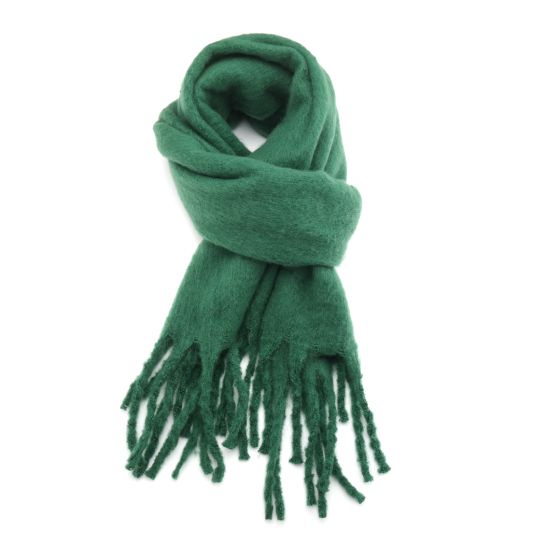 Chunky Block Colour Winter Scarf -Emerald