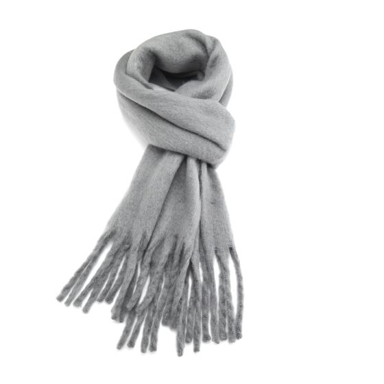 Chunky Block Colour Winter Scarf - Grey