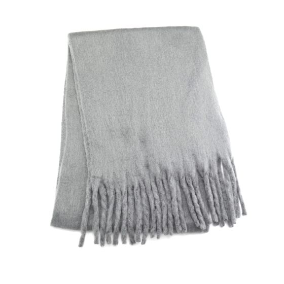 Chunky Block Colour Winter Scarf - Grey