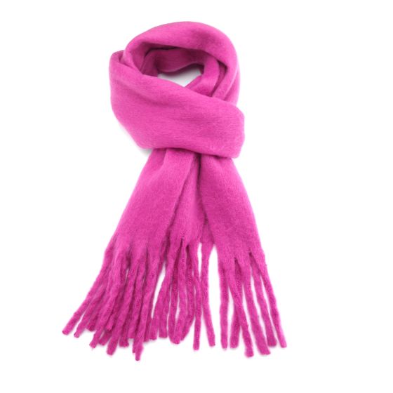 Chunky Block Colour Winter Scarf - Hot Pink
