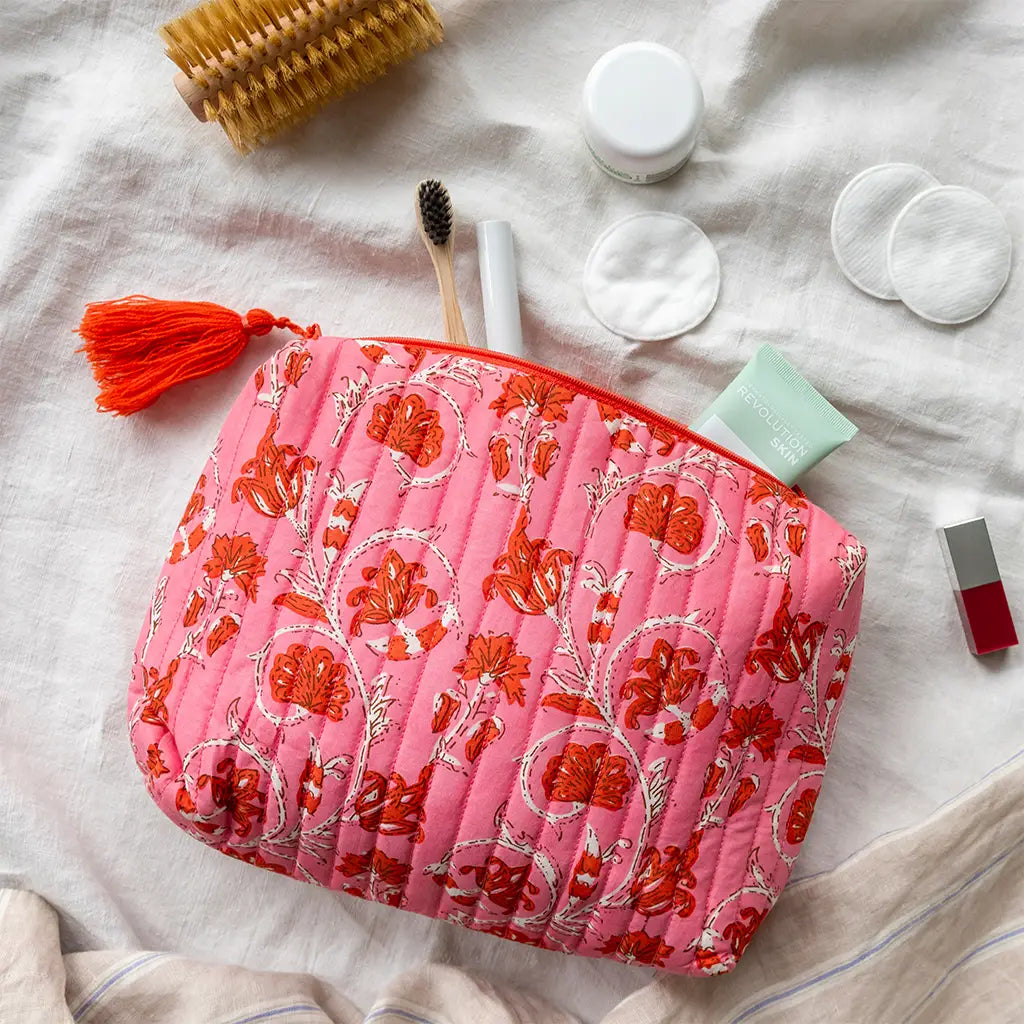 Quilted Cotton Wash Bag - Kalyani