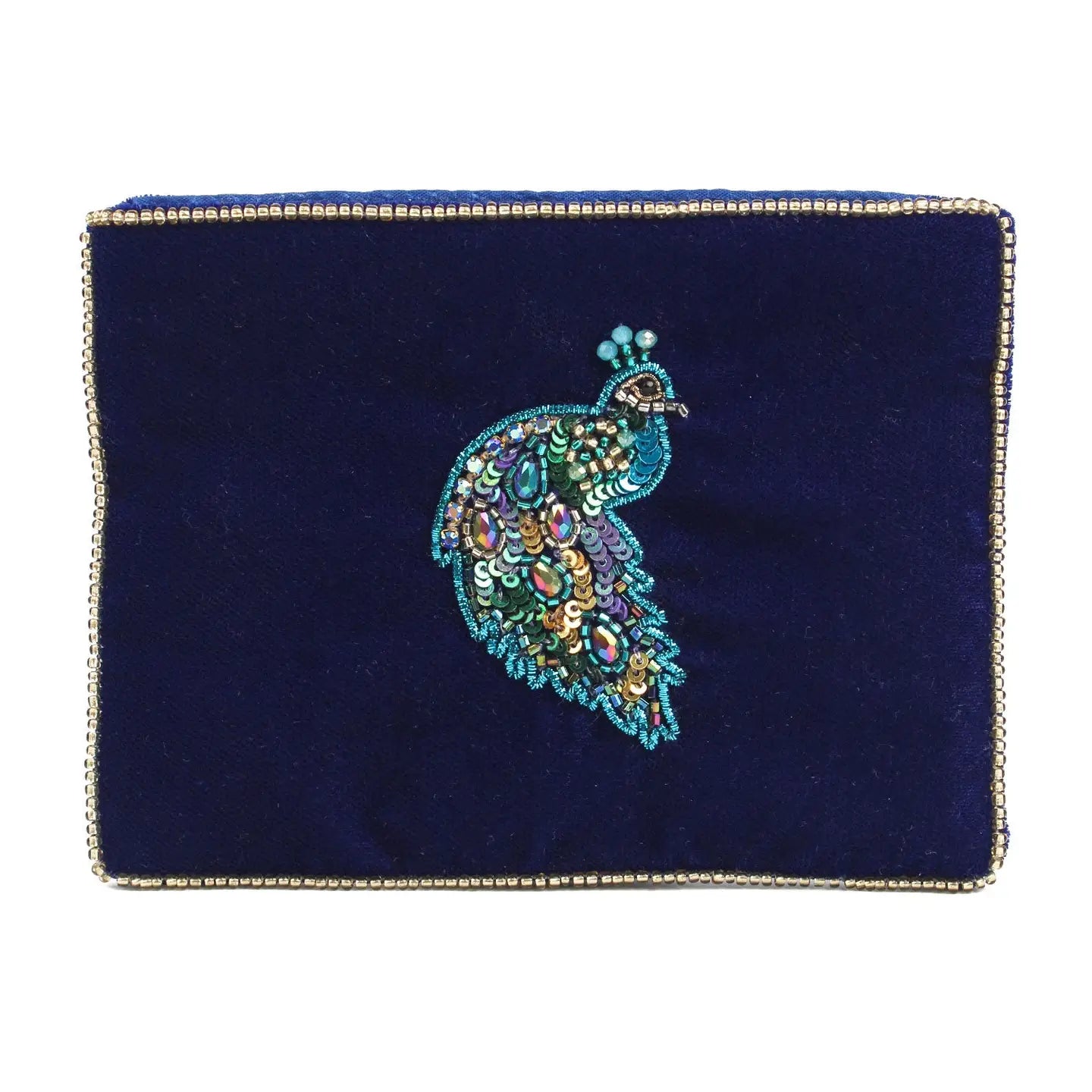 Purple Peacock Velvet Purse