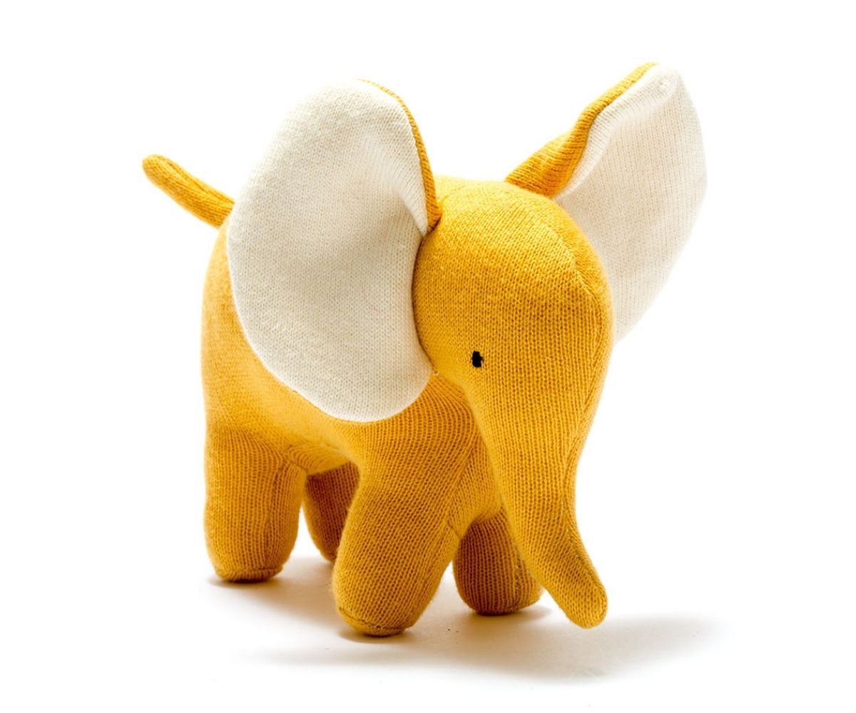 Elephant Organic Cotton Soft Toy - Mustard