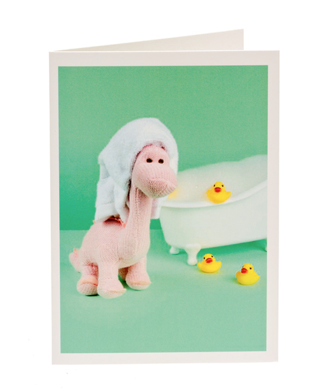 Bathing Pink Diplodocus Greetings Card