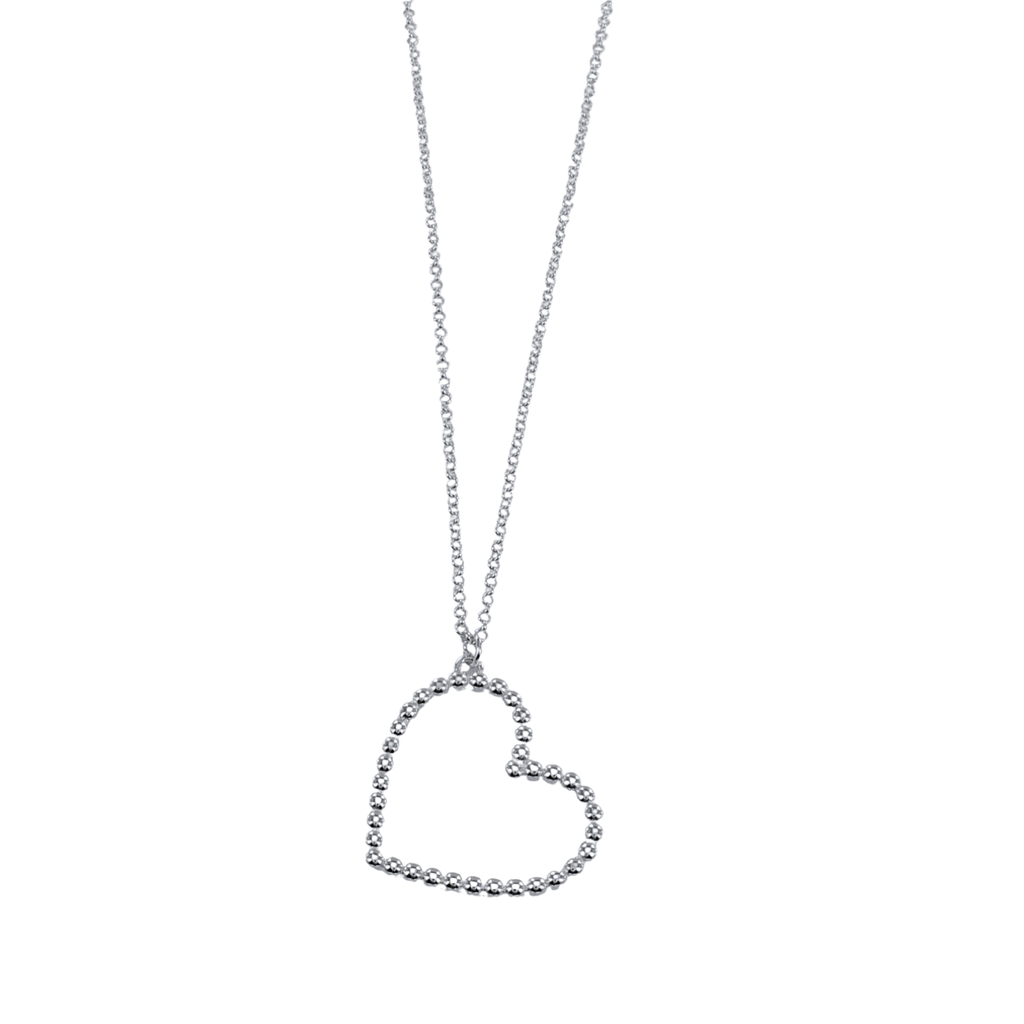 Beaded Heart Silver Necklace