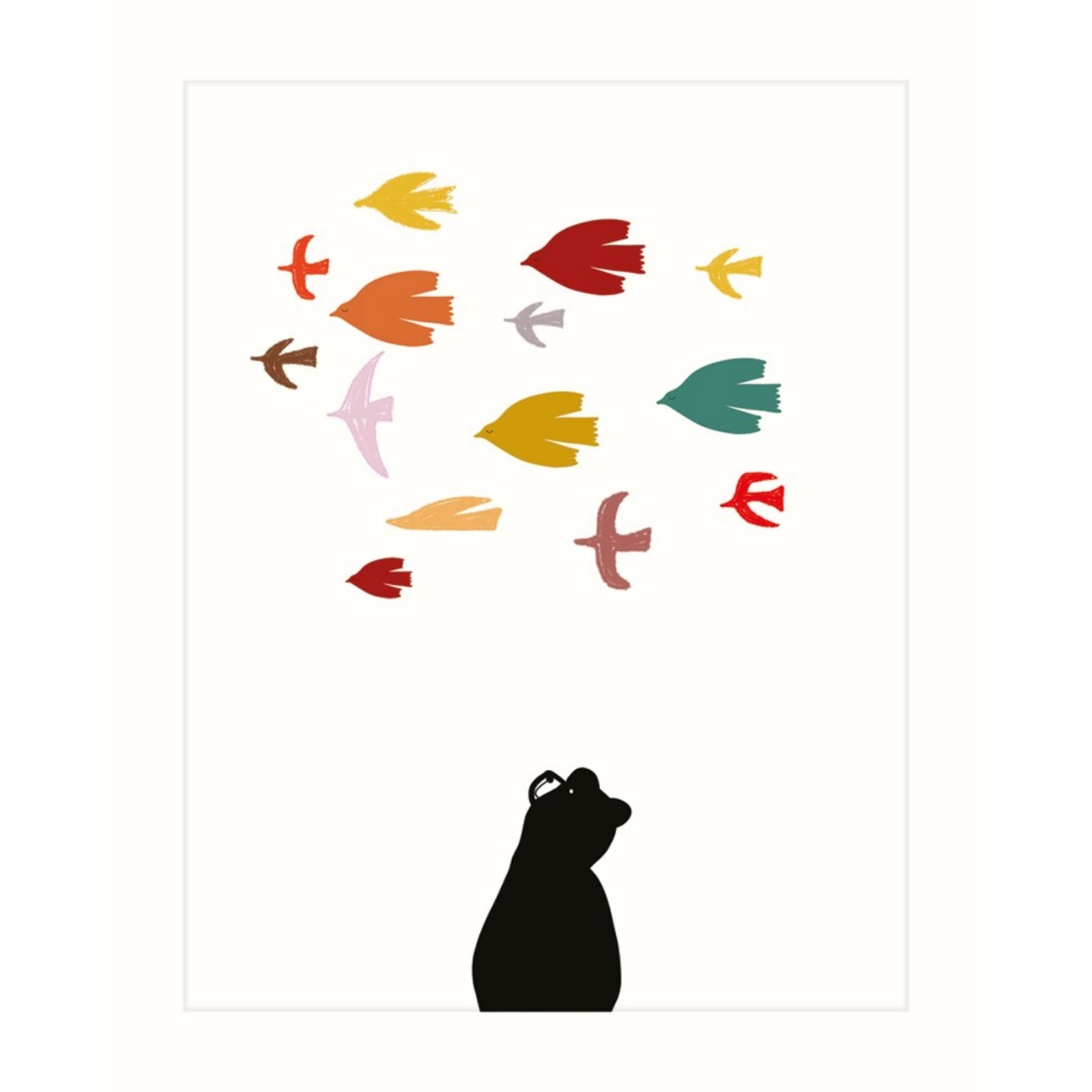 Bear With Flock Of Birds