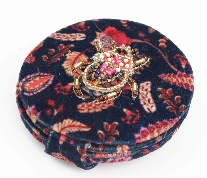 Autumn Beetle Beaded Compact Mirror