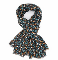 Light weight Scarf With A Berry Design - Black