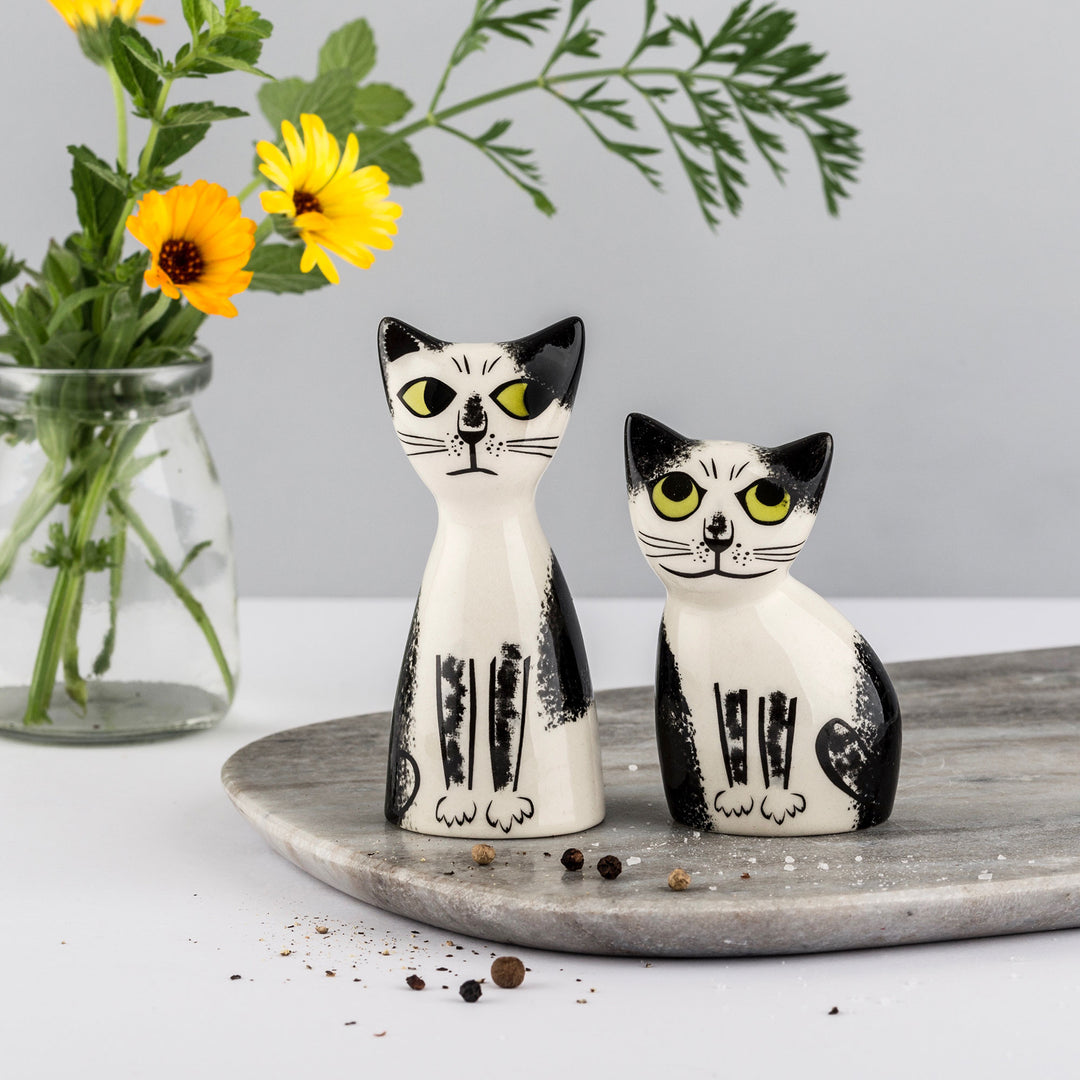 Salt & Pepper Shakers- Black and White Cat