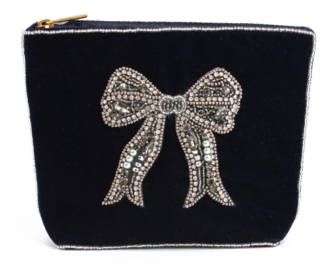 Black Bow Beaded Purse