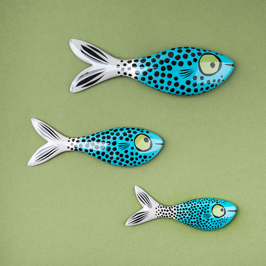Wall Mounted Blue Fish Trio