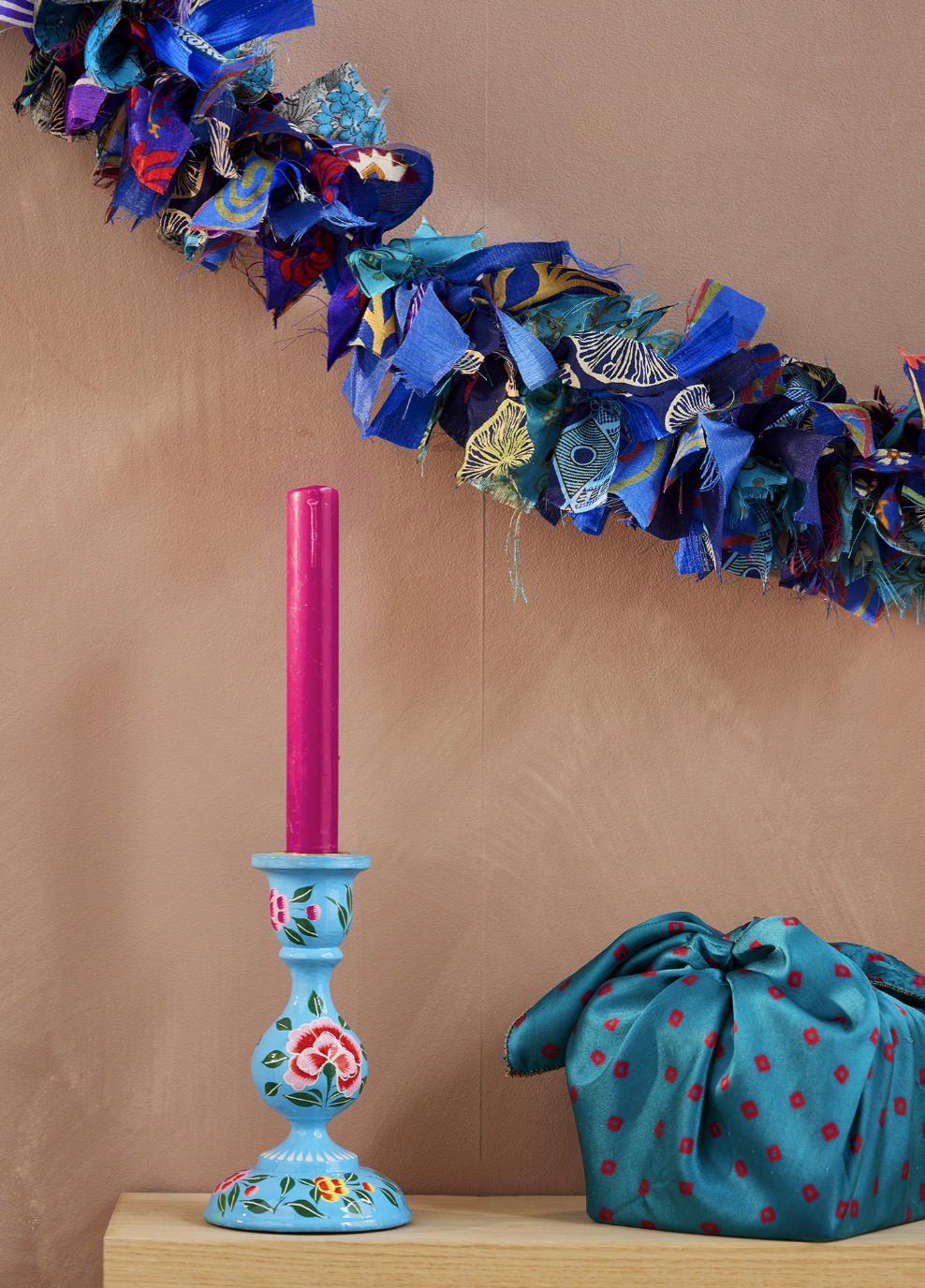 Recycled Fabric Eco Tinsel/Garland - Blue