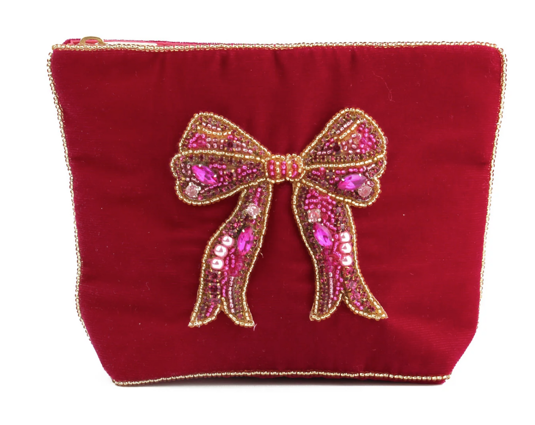 Pink Bow Beaded Purse