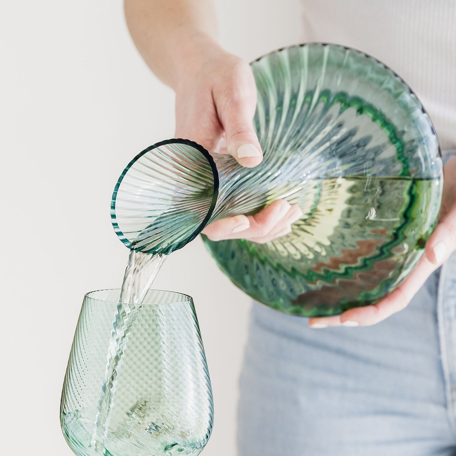 Twist Glass Wine Decanter - Green