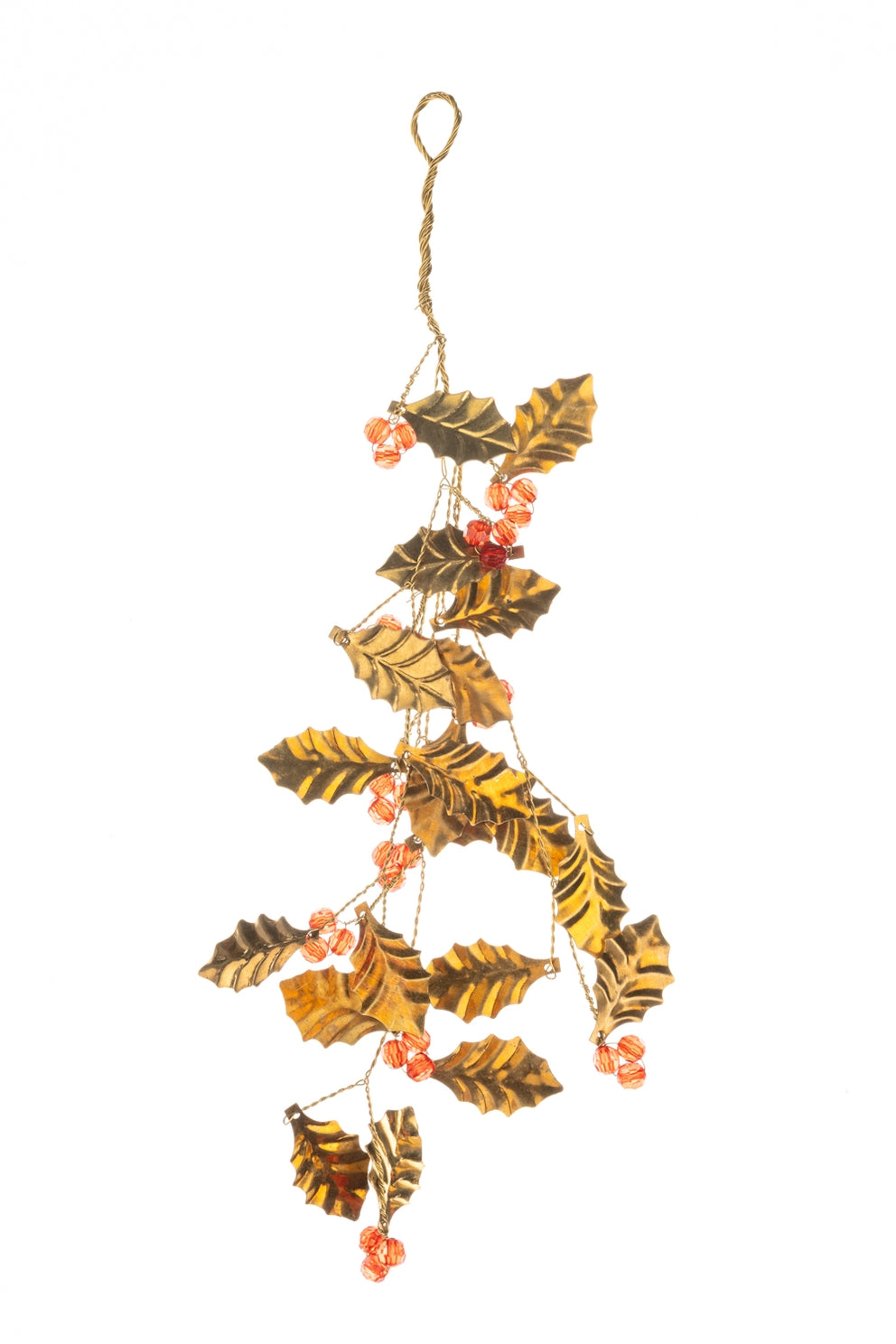 Hanging Gold Holly Leaf with Berries